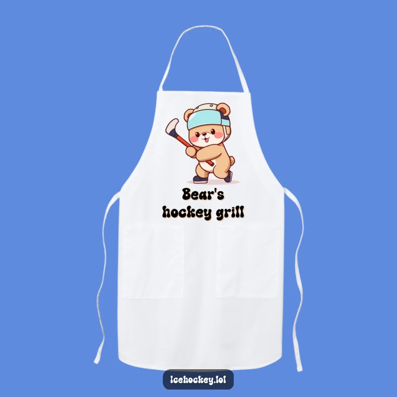 Funny Bear Hockey Apron: Chef Bear Ready to Play Gift!