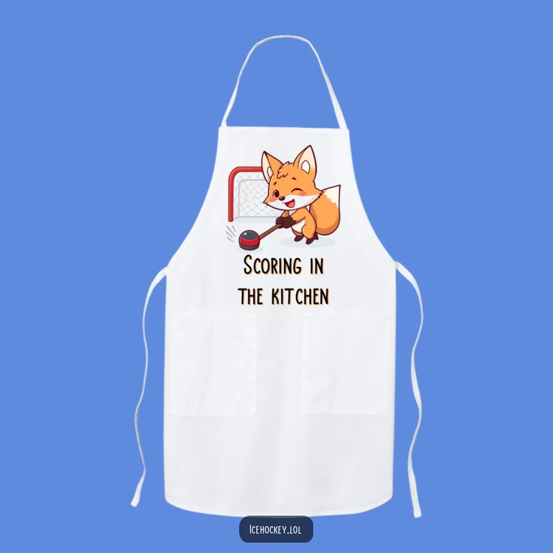 Funny Fox Hockey Apron: Determined Goalie - Chef's Funny Gift for Kitchen Fun