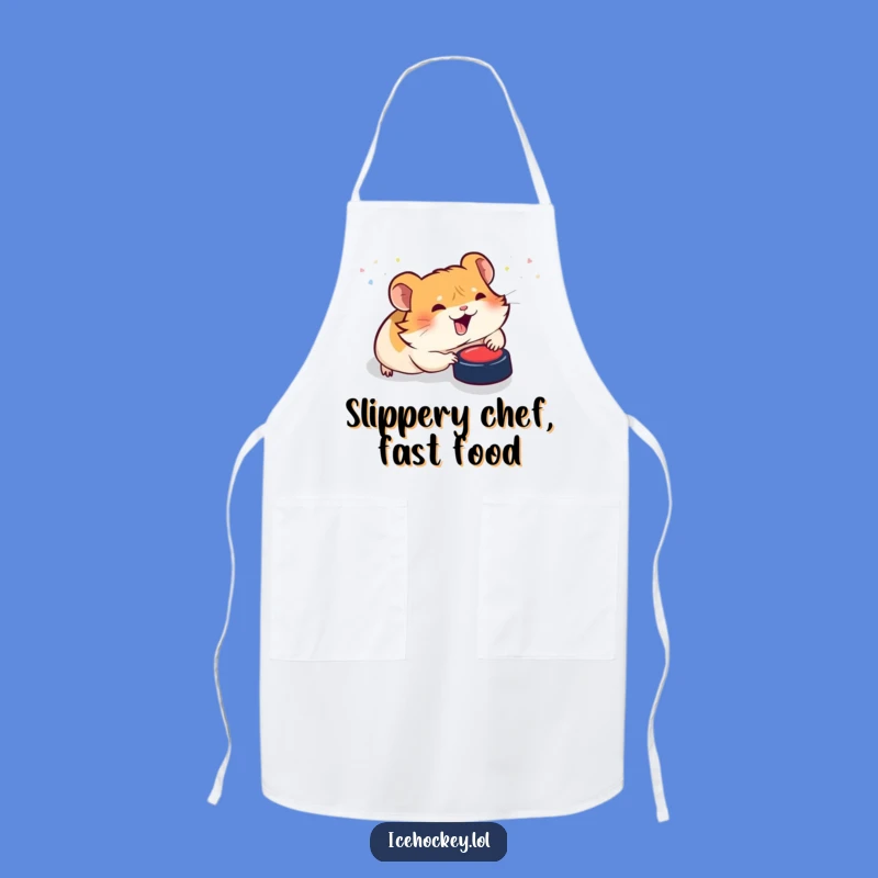 Funny Hamster Hockey Apron: Giggling Rodent Slides for Puck, Kitchen Humor Gift