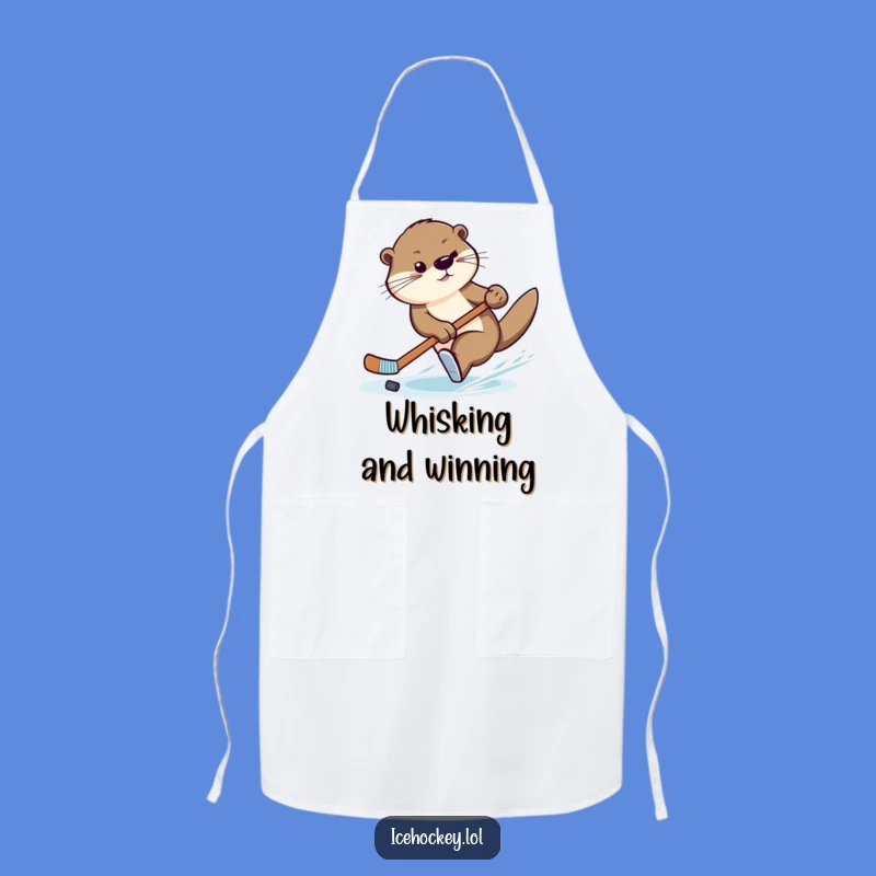 Funny Otter Hockey Apron: Kitchen Fun with a Slick Swimmer's Skill