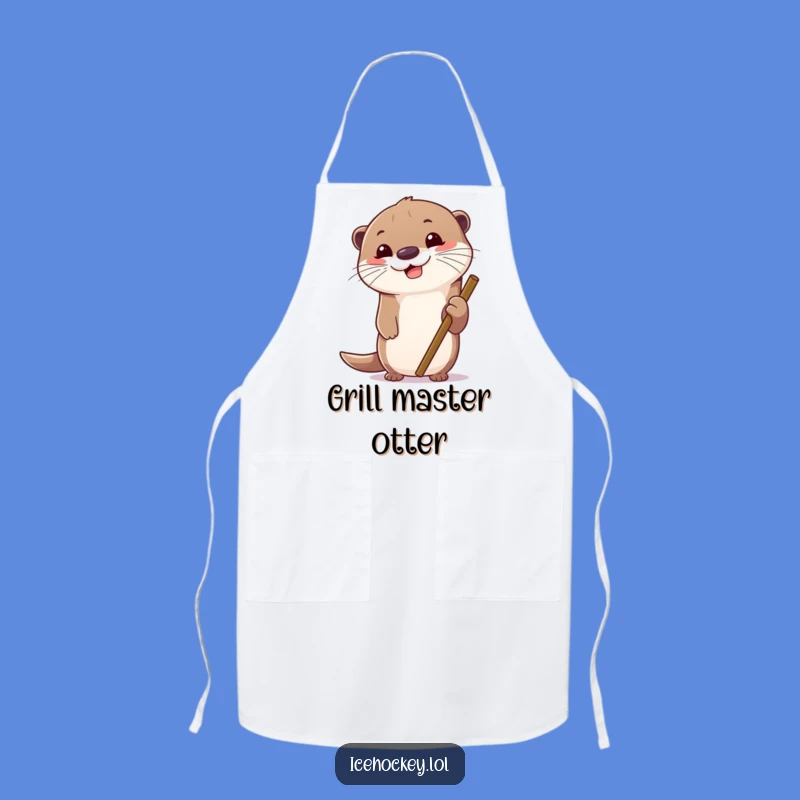 Funny Otter Ice Hockey Apron: Cook with Focus in the Kitchen.