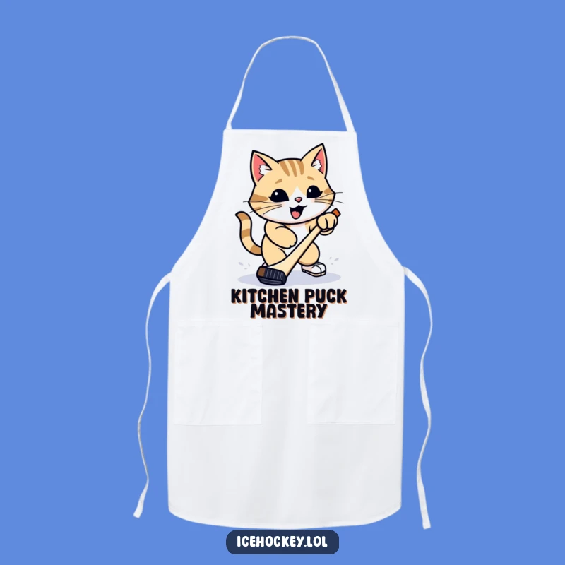 Funny Cat Hockey Apron: Proud Feline Slap Shot for Kitchen Fun