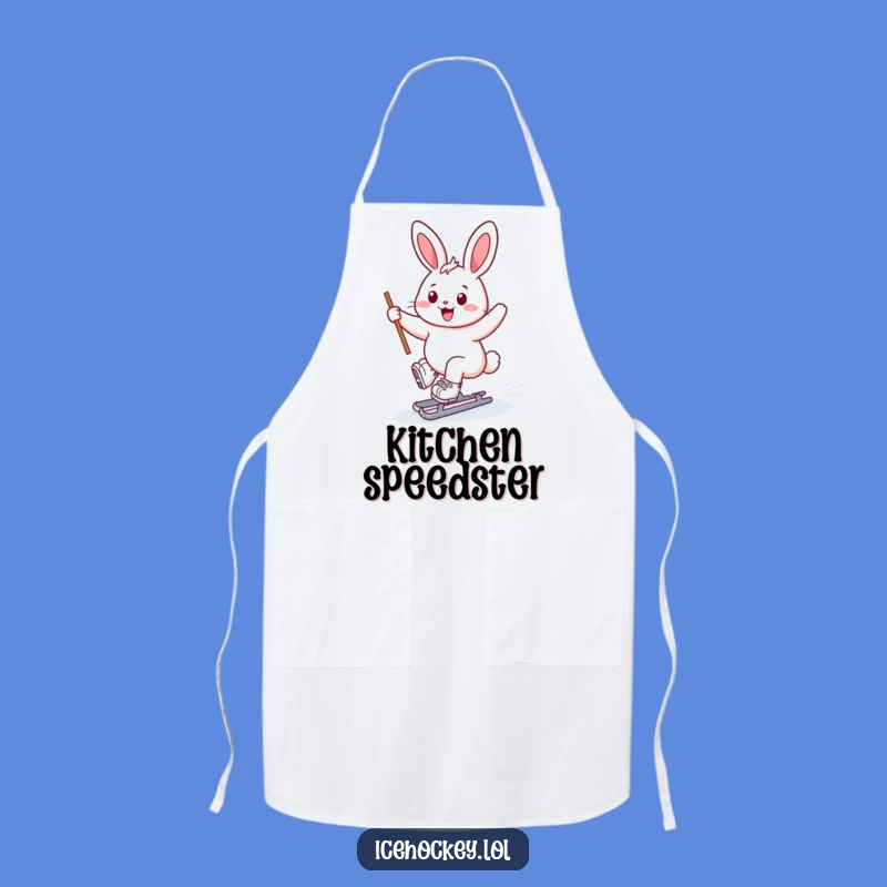 Funny Bunny Ice Skater Apron - Cheerful Kitchen Fun, Perfect Gift