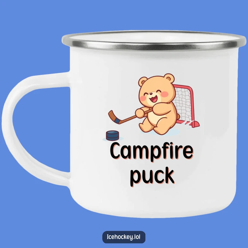 Funny Bear Cub Hockey Camping Mug: Durable Sports Cup Gift