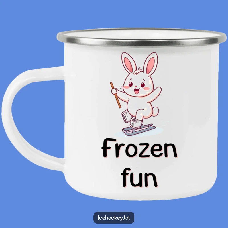 Funny Bunny Ice Skater Camping Mug - Cheerful & Rugged, Perfect Gift