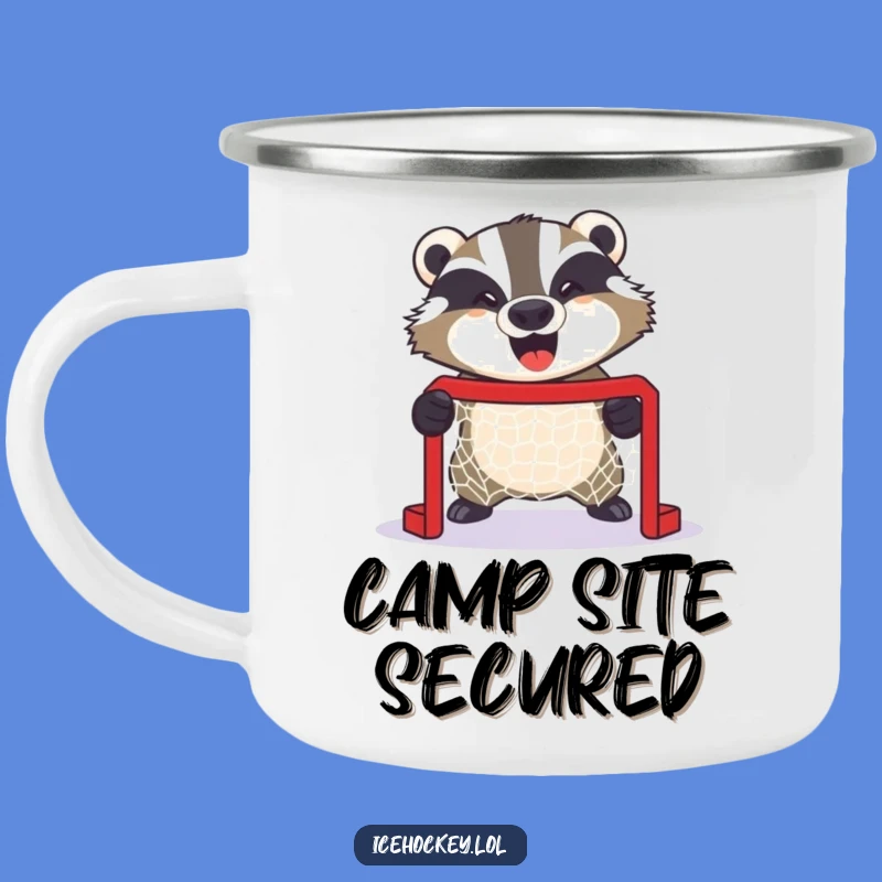 Funny Badger Hockey Camping Mug: Adventure Fueled by Fierce Defense - Perfect Funny Gift