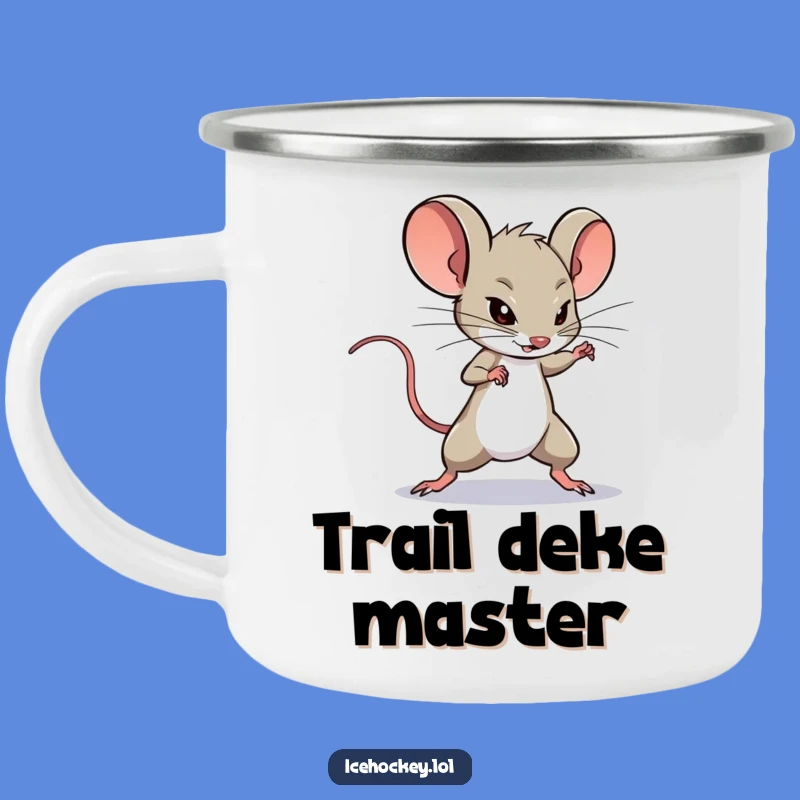 Funny Camping Mug: Determined Mouse's Deking for Outdoor Hockey Fun