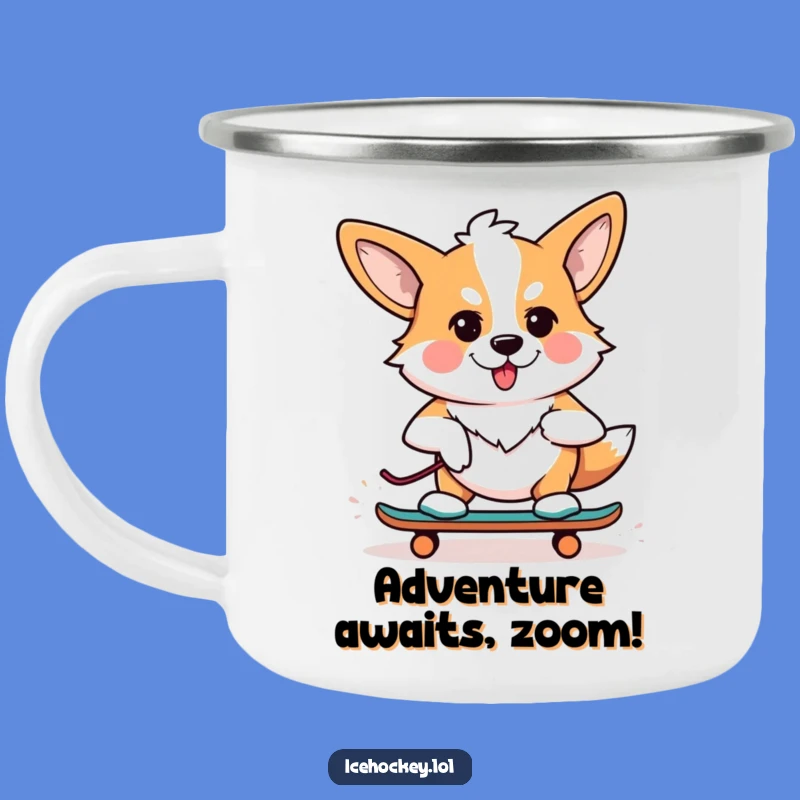 Funny Corgi Skater Camping Mug - Durable and Hilarious Outdoor Gift