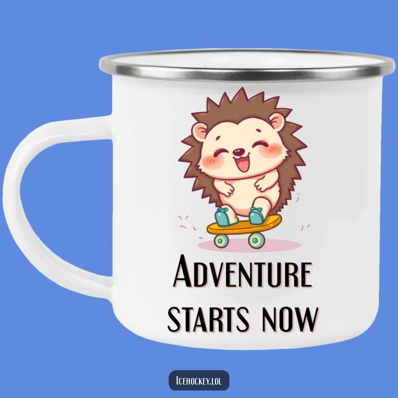 Funny Hedgehog Skate Turn Camping Mug: Adventure with Laughter!