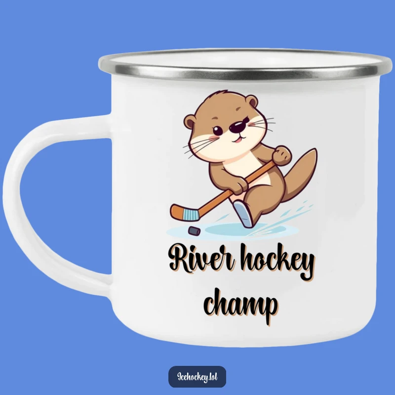 Funny Otter Hockey Camping Mug: Durable Swimmer for Outdoor Adventures