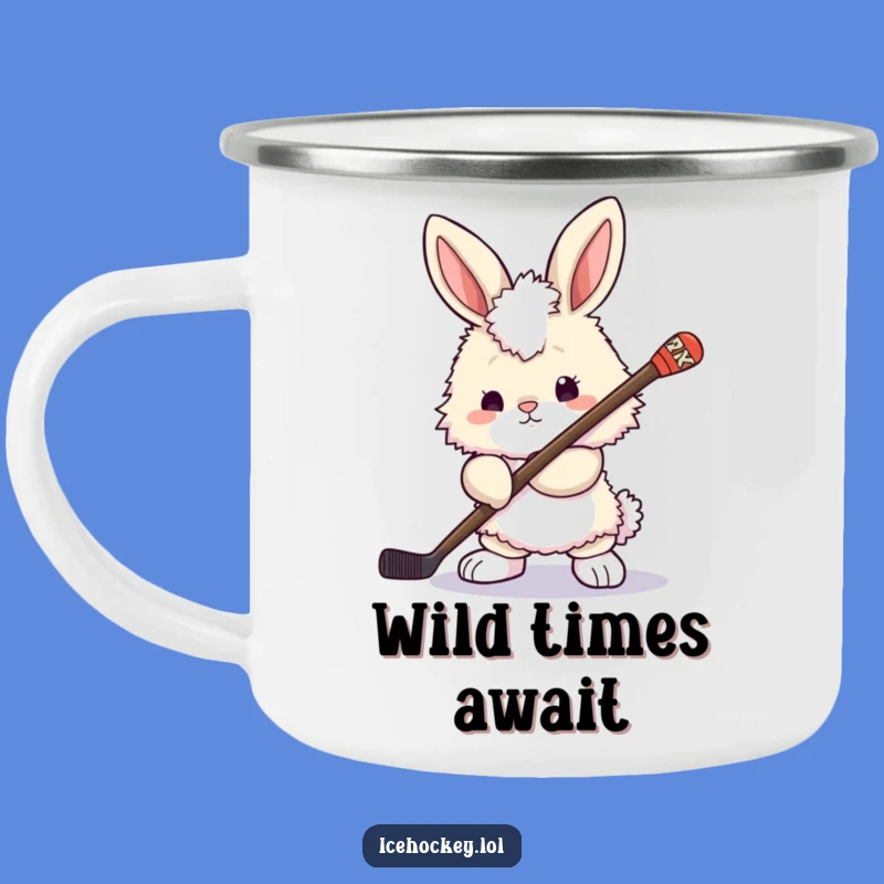 Funny Bunny Hockey Camping Mug: Adventure Ready with Cute Power!
