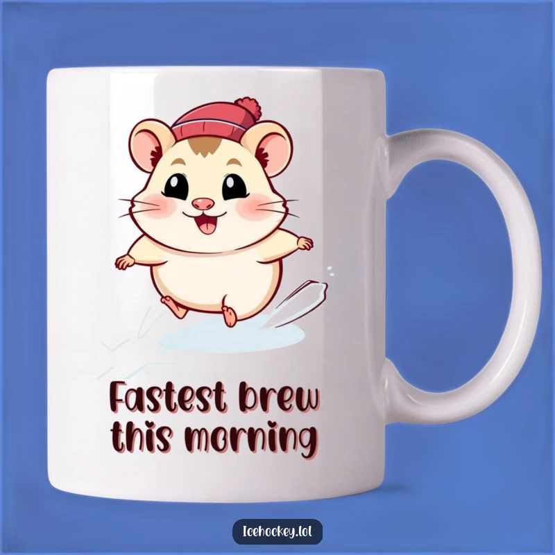 Funny Hamster Ice Skating Mug: A Smiling Racer's Speedy Gift!