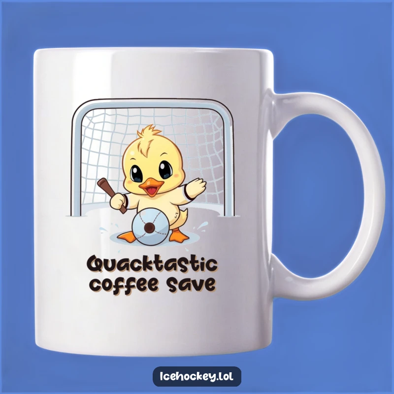 Funny Duck Goalie Mug, Wide-Eyed Save Gift for Animal Lovers