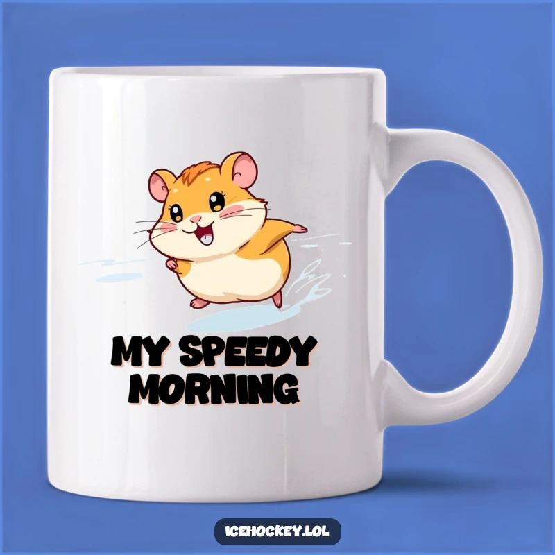Funny Hamster Ice Skating Mug: Smiling Racer Gift for Speed Lovers
