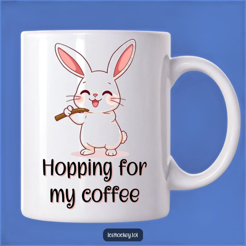 Funny Hockey Rabbit Mug: Happy Rabbit Checking Play, Perfect Funny Gift