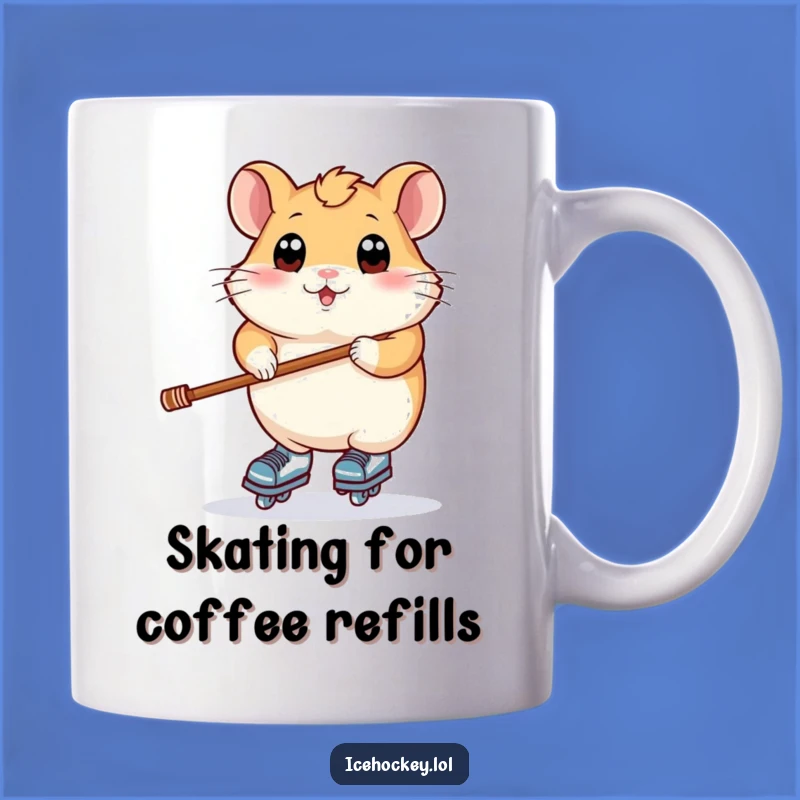 Funny Hamster Skater Mug: Wide-Eyed Rodent Balancing for Hilarious Gift