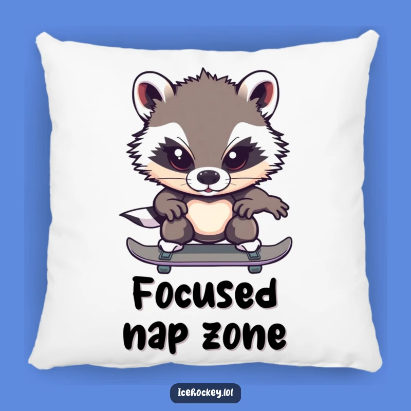 Funny Badger Ice Skating Pillow: Cozy Focus for Your Space