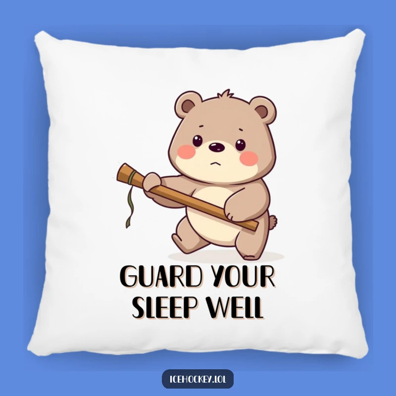Funny Bear Hockey Pillow: Soft Cushion for a Proud Goalie