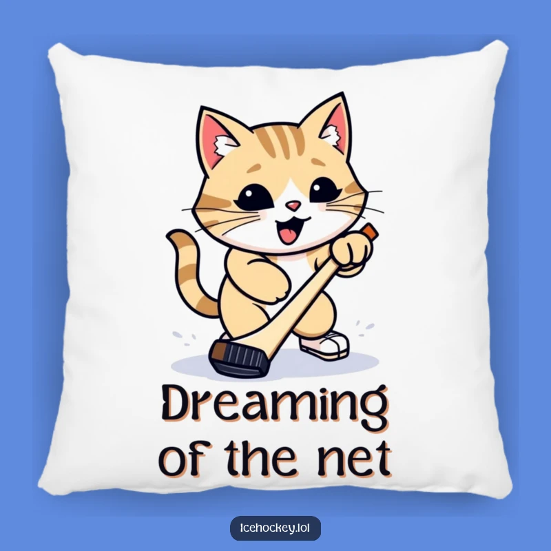 Funny Cat Hockey Pillow: Cozy Proud Feline Slap Shot Comfort