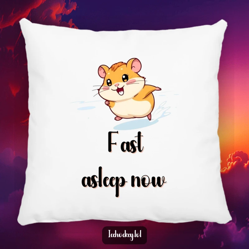 Funny Hamster Ice Pillow: A smiling hamster races fast across the ice, offering a soft and humorous addition to any seating.