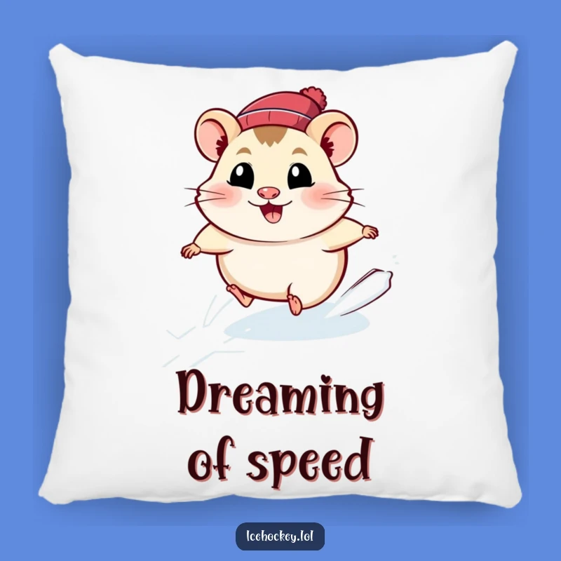 Funny Hamster Ice Skating Pillow: Cozy Comfort & Speedy Smiles