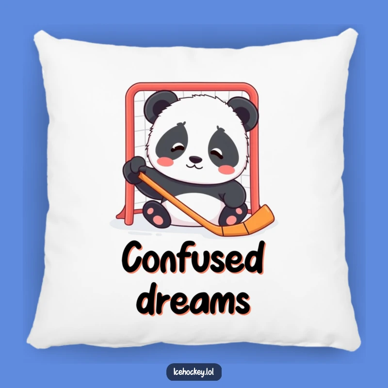 Funny Panda Hockey Pillow: Cozy Cushion with a Cub's Gentle Confusion