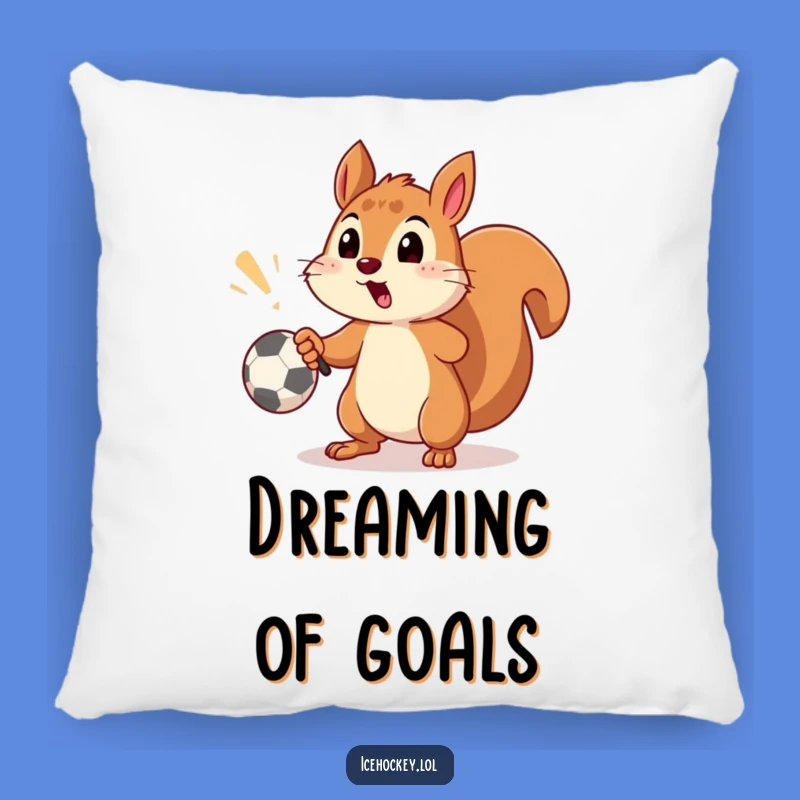 Funny Squirrel Soccer Pillow - Cozy Comical Goal Miss Gift