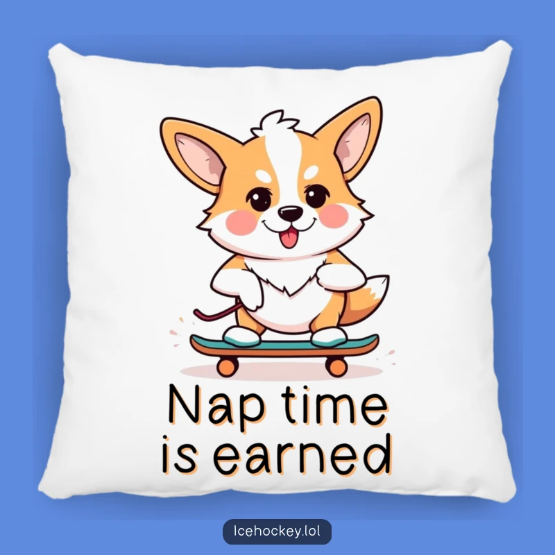 Funny Corgi Skater Pillow - Comfy and Hilarious Home Decor Gift
