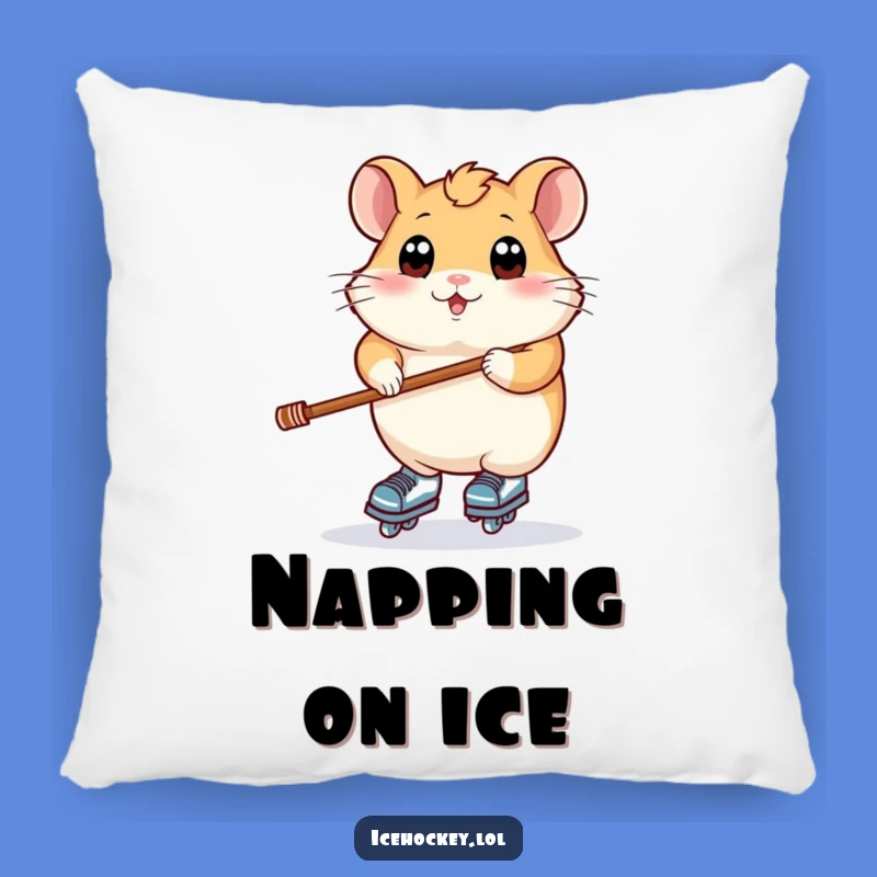 Funny Hamster Skater Pillow: Cozy Cushion with a Balancing Rodent