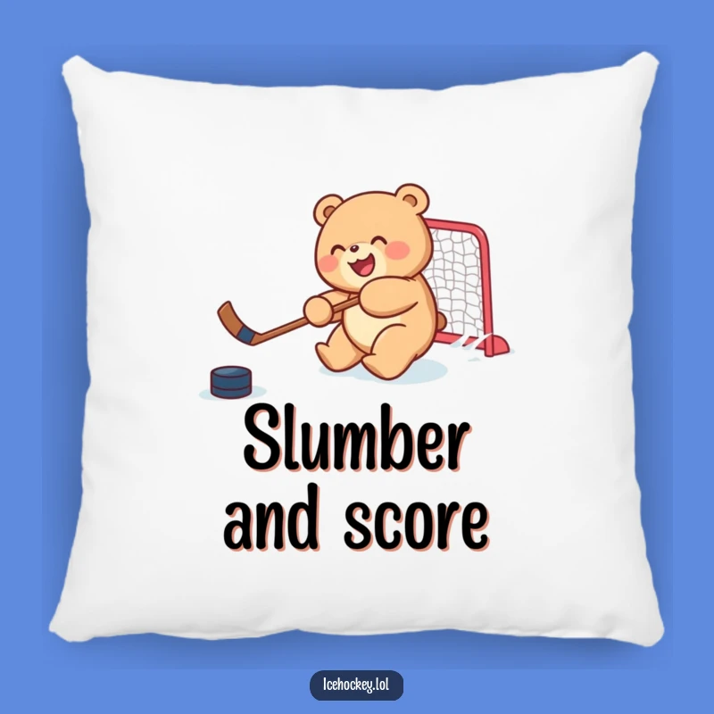 Funny Bear Cub Hockey Pillow: Soft, Joyful Sports Cushion Gift