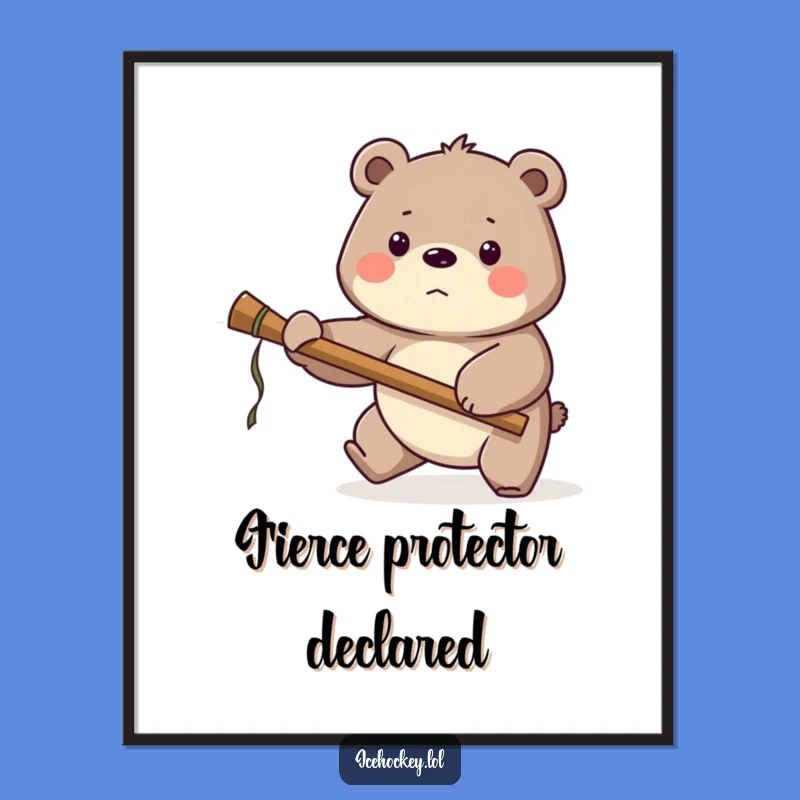 Funny Bear Hockey Digital Print: Instant Goalie Bear Art File
