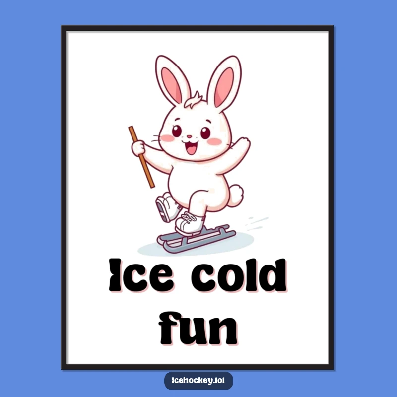 Funny Bunny Ice Skater Digital Art - Instant Cheer, Perfect Funny Gift