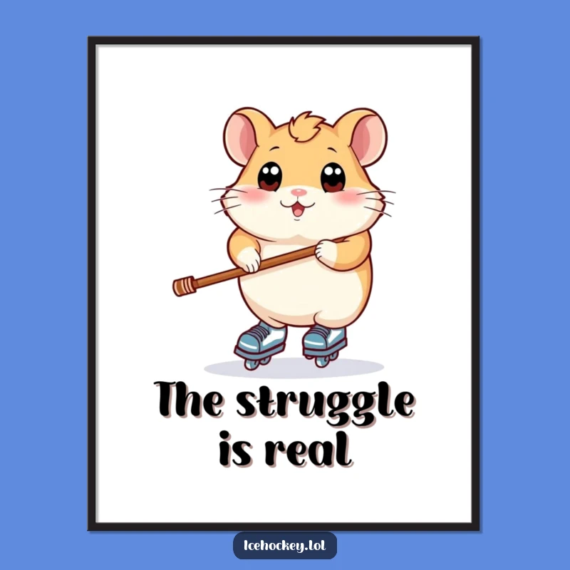 Funny Hamster Skater Digital Art: Rodent Balancing Printable for Decor