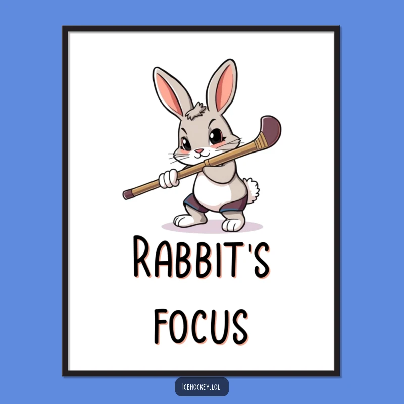 Funny Rabbit Digital Art - Determined Hockey Print, Amazing Funny Gift