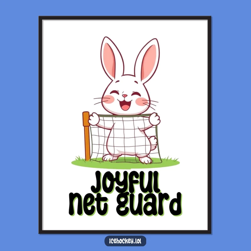 Funny Rabbit Goalie Digital Art Print: Joyful Defender Decor