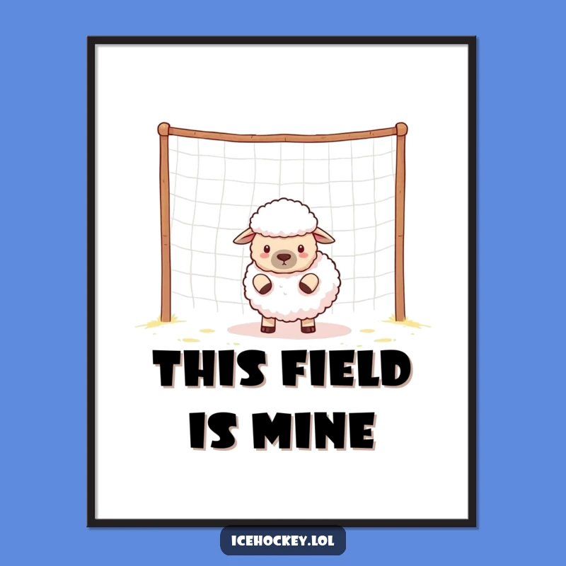 Funny Sheep Guarding Net Art Print - Hilarious Wall Decor Gift Idea
