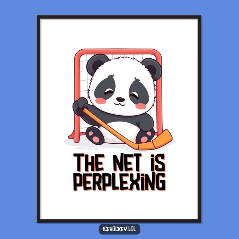 Funny Panda Hockey Digital Art: Adorable Cub Printable for Decor