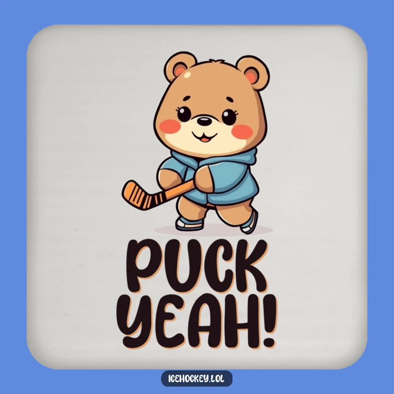 Funny Bear Coaster - Determined Hockey Decor, Ideal Funny Gift