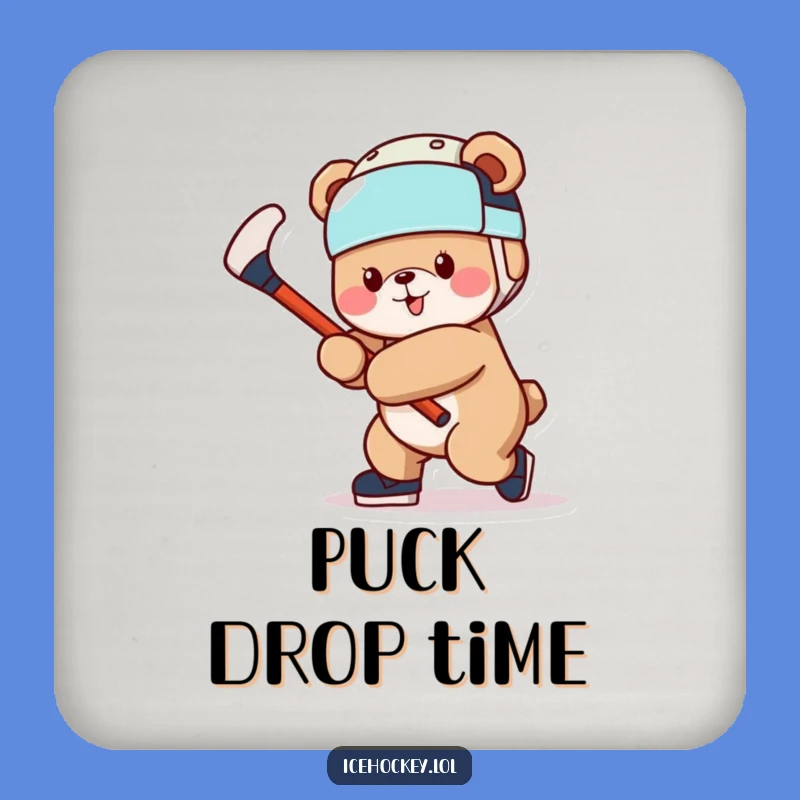 Funny Bear Hockey Coaster: Protect Surfaces with a Cheerful Bear Gift!
