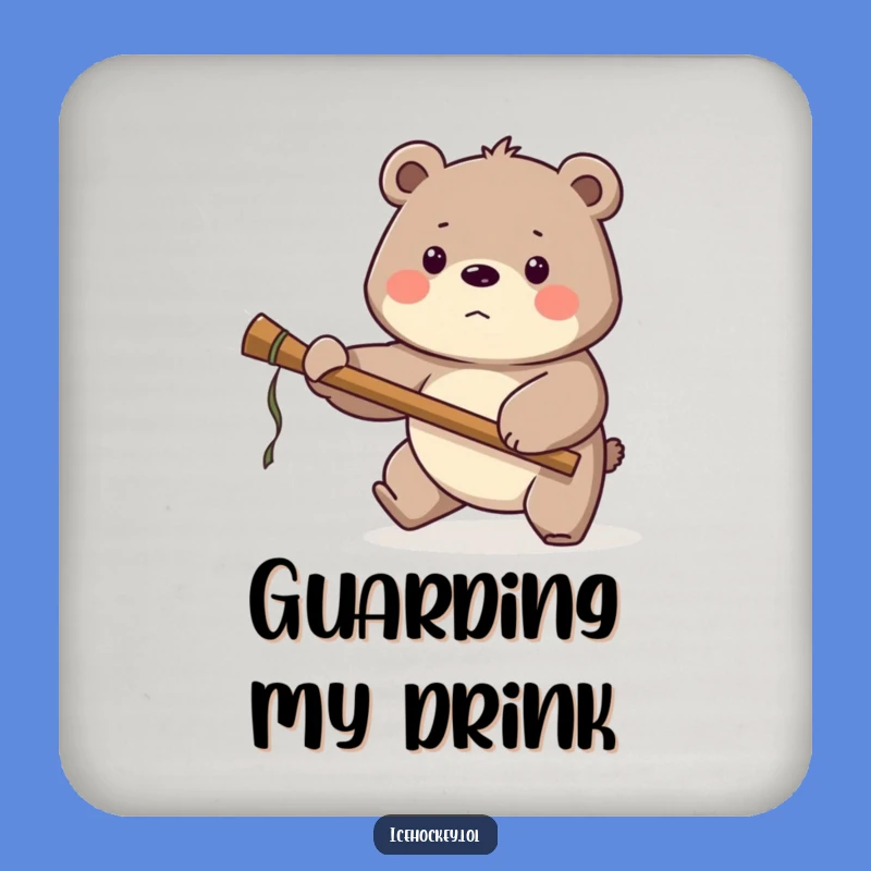 Funny Bear Hockey Coaster: Protect Surfaces with Goalie Art