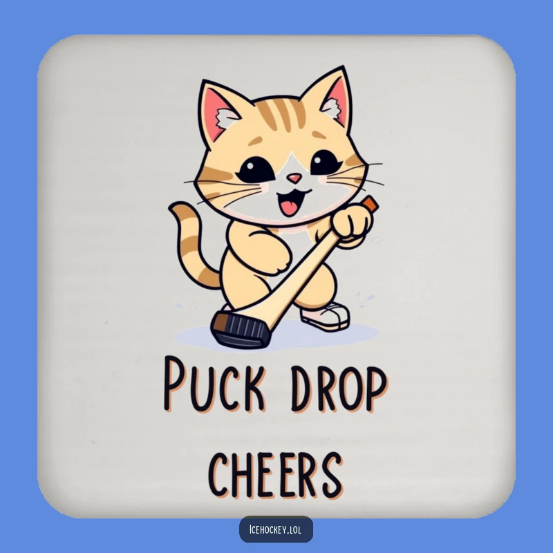 Funny Coasters: Proud Cat's Slap Shot for Tabletop Hockey Fun