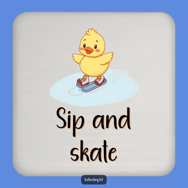 Funny Duckling Coaster Set: Cheerful Roller Skater's Ice Sliding Charm
