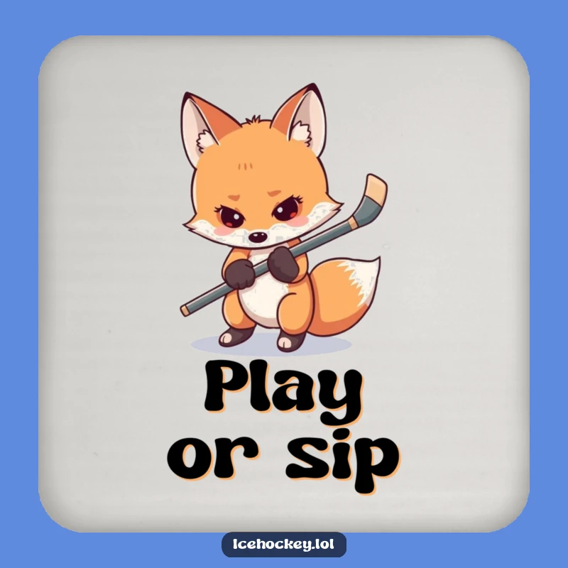 Funny Shy Fox Hockey Coaster - Protect Surfaces with Nerves, Perfect Gift