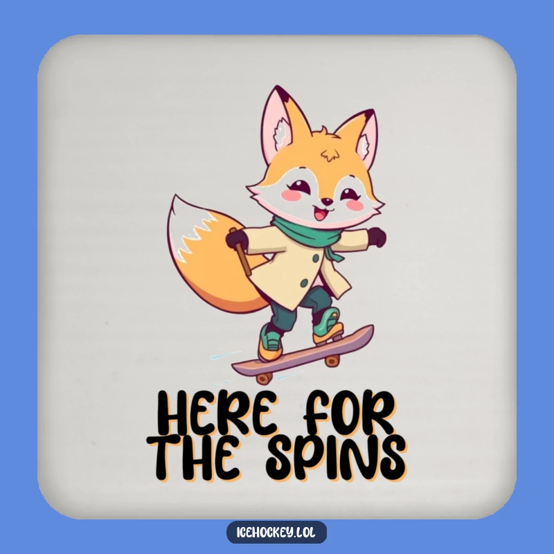 Funny Fox Skating Coaster: Protect Surfaces with Fox Gliding Fast, Unique Funny Gift