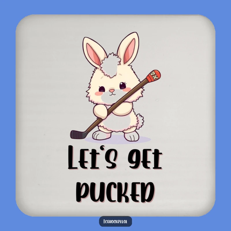 Funny Bunny Hockey Coaster: Protect Surfaces with Determined Style!
