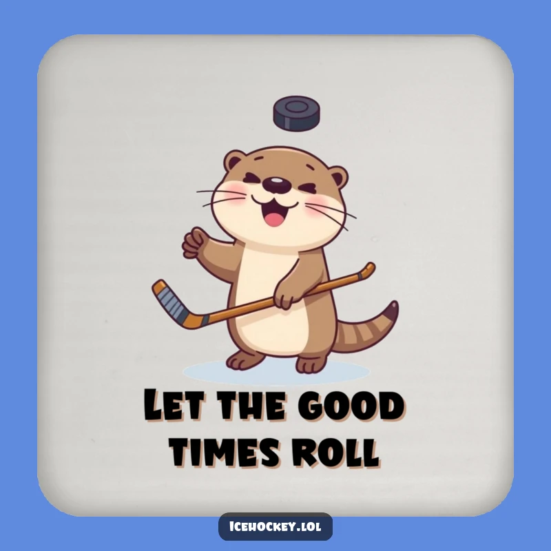 Funny Otter Hockey Coaster - Hilarious Protection for Your Table