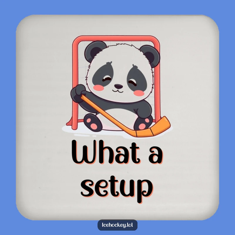 Funny Panda Hockey Drink Coaster: Protect Surfaces with Cub's Gentle Puzzlement