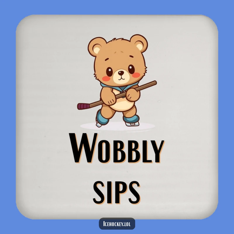Funny Bear Cub Hockey Coaster: Clumsy Skater - Surface Protection - Hilarious Funny Gift