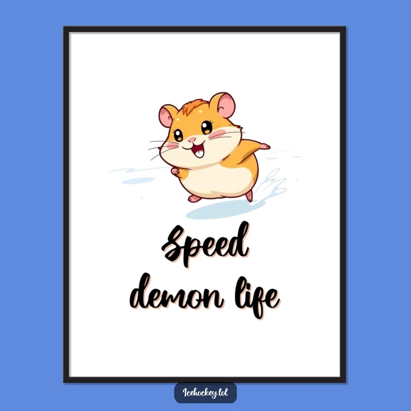 Funny Hamster Skating Poster: Wall Art of a Fast Ice Racer