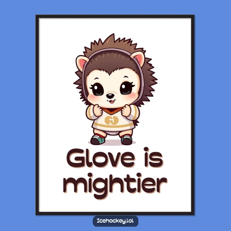 Funny Hedgehog Goalie Poster: Adorable Spiky Defender Art for Your Wall